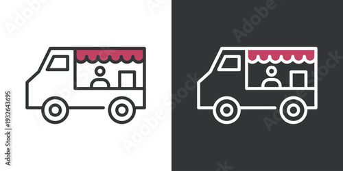 シンプルなキッチンカーのラインアイコン