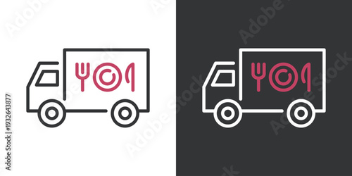 シンプルなデリバリーカーのラインアイコン