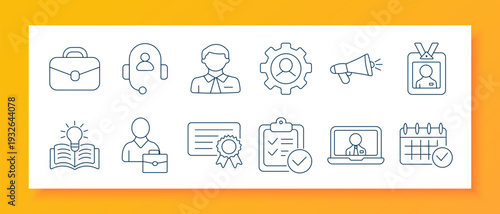 Marketing set icon. Smartphone feedback, brochure advertising, cloud transfer, analytics chart, global website, video camera, email reaction, advertising truck, headset support