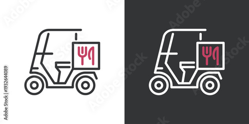 シンプルなデリバリーバイクのラインアイコン