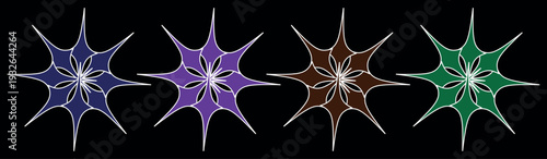 Luxury Golden Starfish Christmas Star Decoration with Snowflake Pattern, Red and Yellow Winter Holiday Ornament, Marine Animal Inspired Festive Vector Illustration