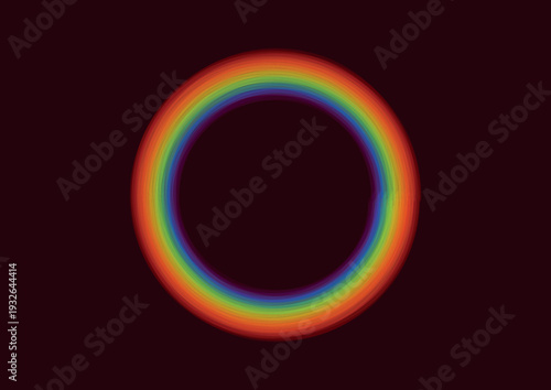 Abstract Rainbow Circle Ring with Glowing Light Effect, Colorful Swirl Pattern Vector Illustration on Black Space Background, Modern Round Symbol for Decoration and Digital Art