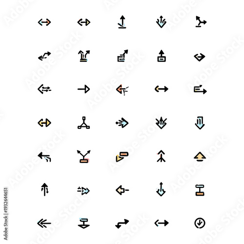 Diverse Arrow Icons Collection: Navigation, Direction, and UI Symbols