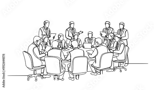 Corporate meeting continuous single line drawing EPS 10