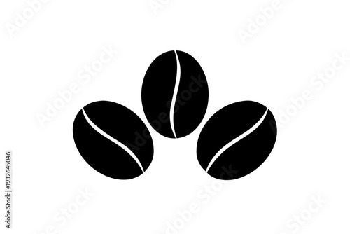 Minimalist silhouette vector illustration of three coffee beans