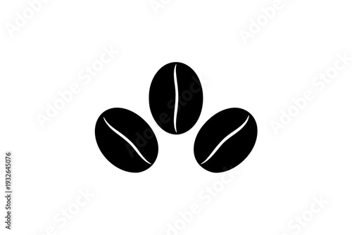 Minimalist silhouette vector illustration of three coffee beans