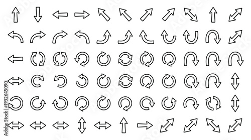 Set of 72 hand drawn arrow icons vector