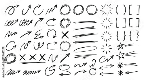 Hand drawn doodle symbols and punctuation marks set vector