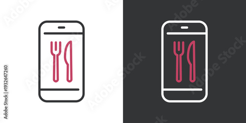 シンプルなテイクアウトとデリバリーのラインアイコン