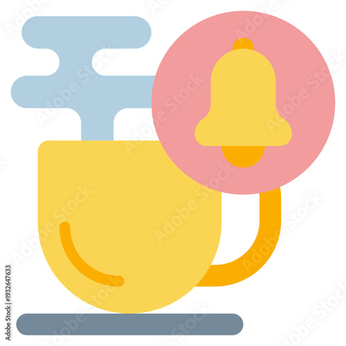 coffee time hot drink bell alert notification flat style icon