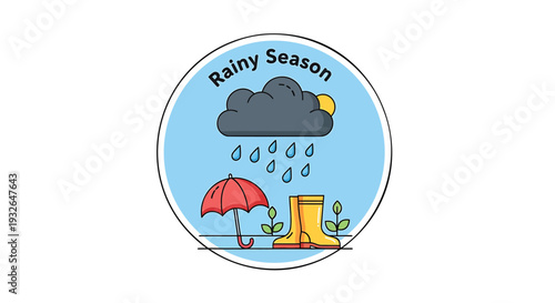 Rainy season icon vector