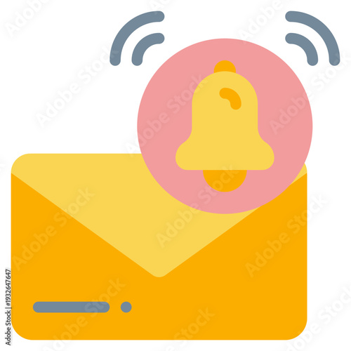 envelope message mail send receive bell alert notification flat style icon