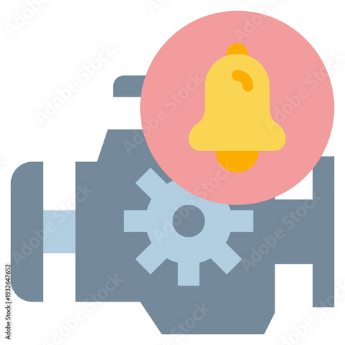 engine motor car system bell alert notification flat style icon