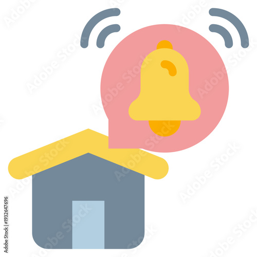 home house smart ringing bell alert notification flat style icon