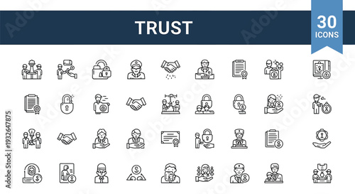 Trust and faith icons set for design and development projects