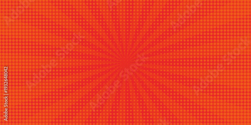 Vector sunburst pattern red halftone design. Vintage paper sunrays illustration. sun beam vector banner design comic burst wallpaper.