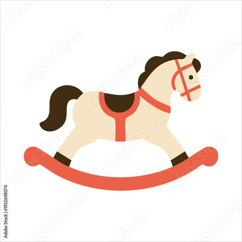 Wooden rocking horse toy for children play isolated vector illustration on white background