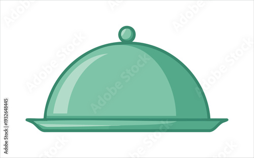 Professional waiter serving tray with curved handle isolated vector illustration on white background