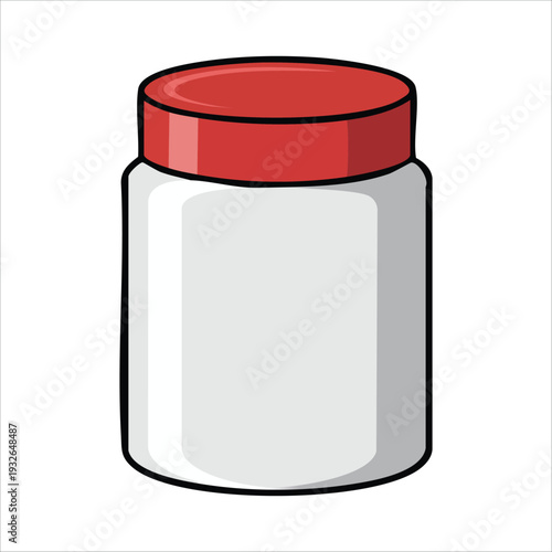 Transparent glass jar with bright red sealing lid isolated vector illustration on white background