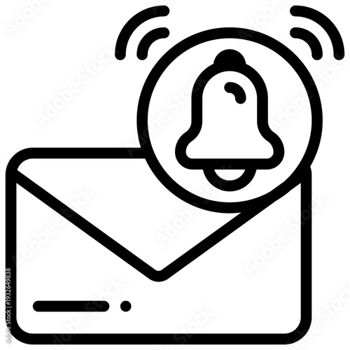 envelope message mail send receive bell alert notification simple line icon