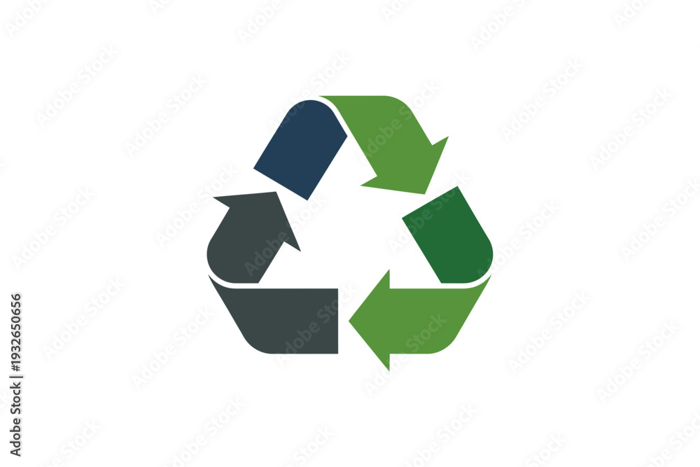 Obraz premium A recycling symbol vector graphic with three arrows in a circular motion