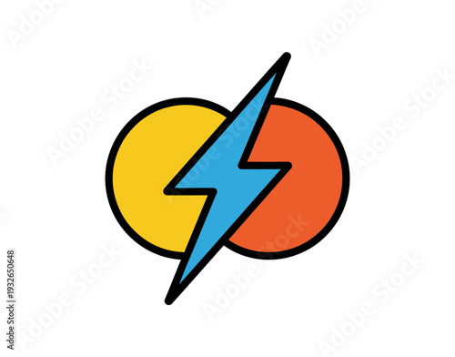 A vibrant vector graphic of a lightning bolt icon in a colorful design