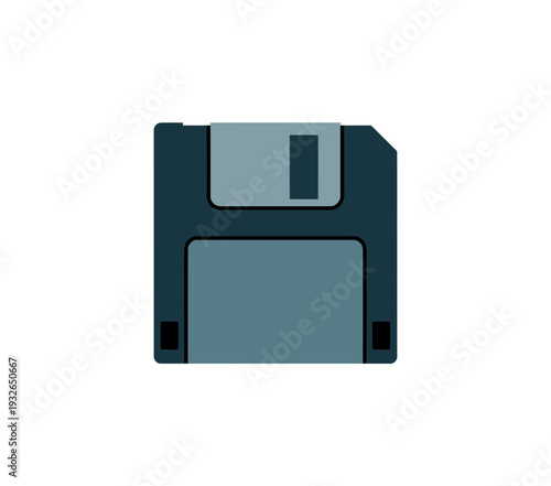 A vector graphic illustration of a floppy disk on a white background