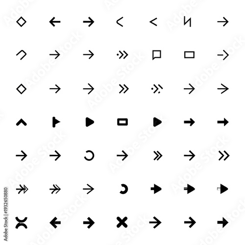 Large Set of Diverse Arrow Icons for Navigation and Direction