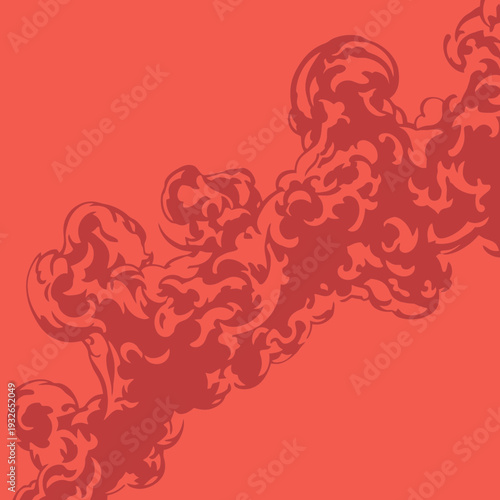 Abstract coral colored smoke or cloud formation on a solid background.