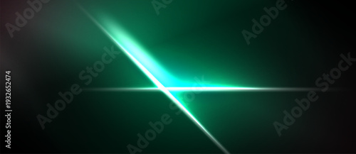 Dark background features bright green diagonal light streaks. Minimalist design, abstract energy flow, modern aesthetic.
