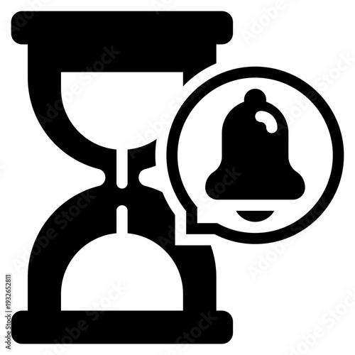 sand watch time bell alert notification solid glyph icon