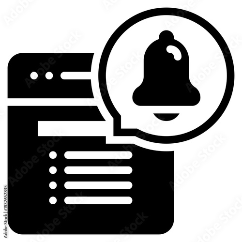 webpage online cyber system bell address alert notification solid glyph icon
