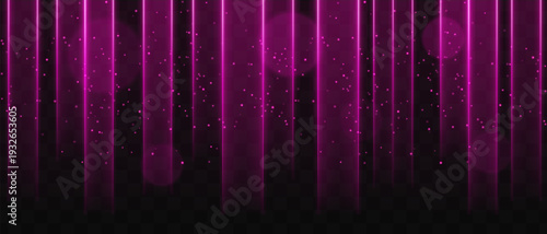 White vertical light curtain on transparent grid composition. Multiple glowing columns, scattered light dots, soft circular bokeh, subtle gradient fade, luminous illumination effect.