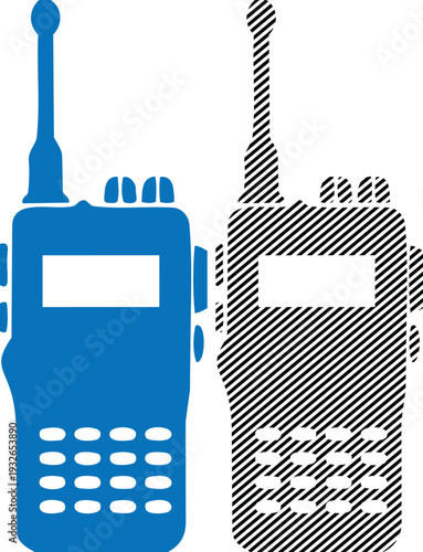 Vector Walkie Talkie Icons, Two-Way Radio Communication Devices Illustration