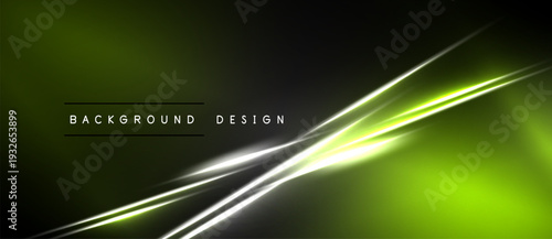 Dark green background features bright white diagonal lines. Modern abstract design with text overlay. Simple, sleek presentation.