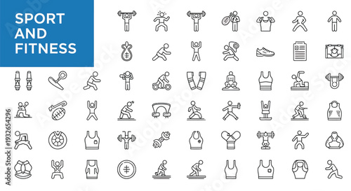Sport and fitness icons collection for healthy lifestyle and athletic activities