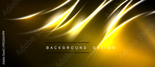 Abstract golden lines over dark background. Modern design elements create dynamic visual effect. Text reads background design.