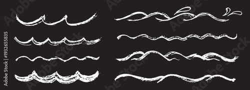 Sea wave crayon icon, water flow, chalk surf symbol