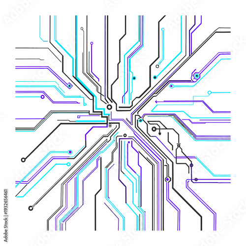 Futuristic Circuit Board Pattern with Neon Glow