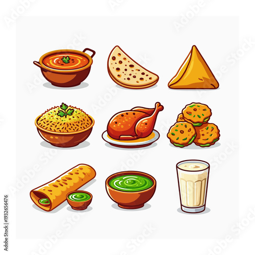 International Cuisine Variety Food Icon Set