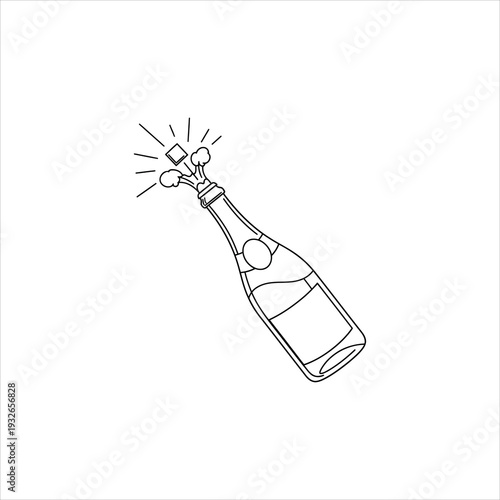 A bottle of champagne with the cork popping off