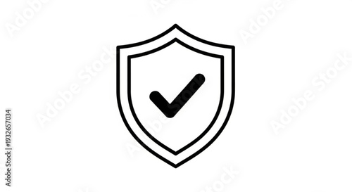 Shield icon with checkmark symbolizing protection and verification in a simple design
