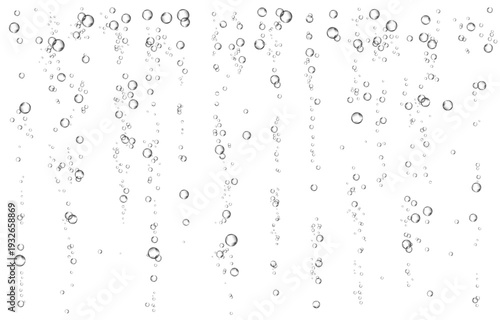 Oxygen air bubbles  flow  in water on white  background.