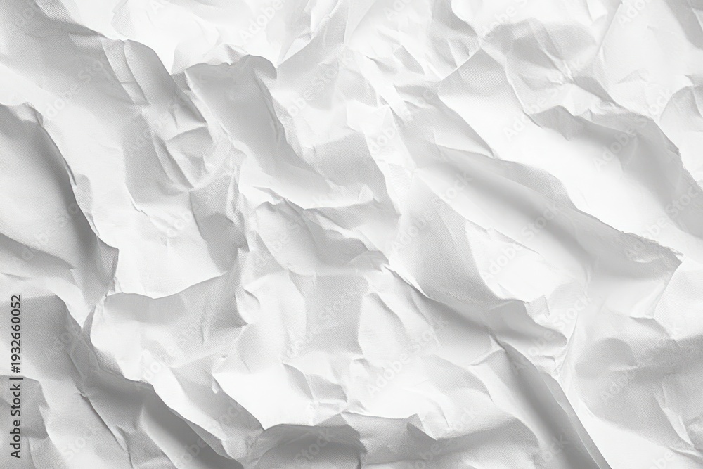 Fototapeta premium crumpled white paper sheet with deep creases and soft shadows conveying tension and imperfection