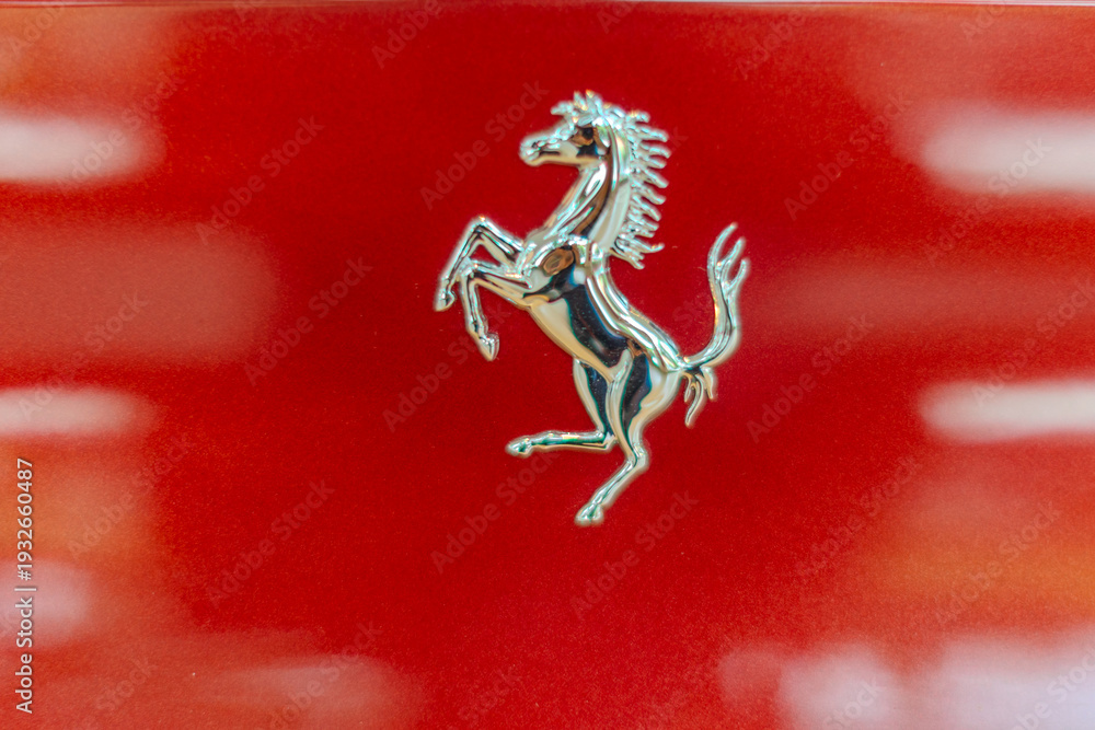 Naklejka premium 2 March 2026 Italian Car beautiful Ferrari large mag wheels bright colours on show in Sydney NSW Australia