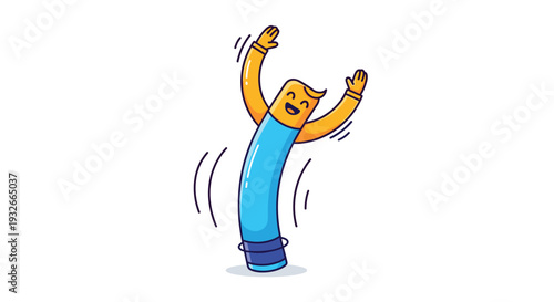 Fun and energetic wacky waving inflatable tube man character dancing with joy to represent sales events and promotional advertising concepts.