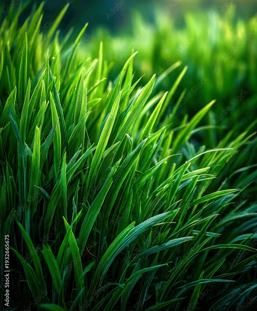Fototapeta premium Vibrant blades of grass dance in gentle sunlight