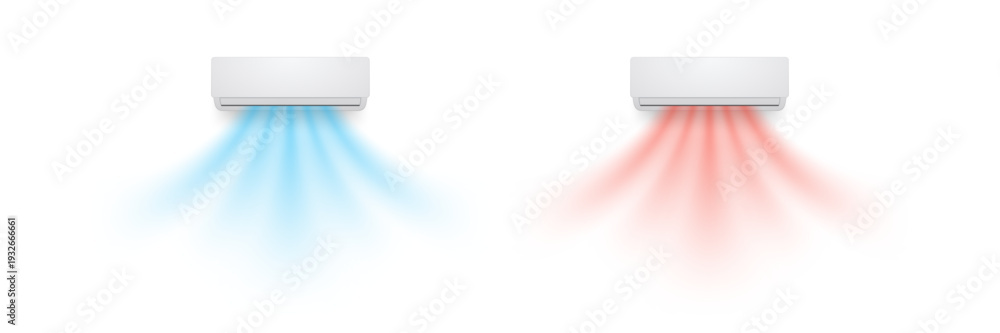 Ταπετσαρία Air conditioner cooling and heating mode displayed with blue and red air flow from two wall units