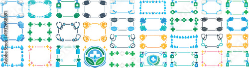 Cleanical Medical and Hygiene Frames Collection with Protective Symbols