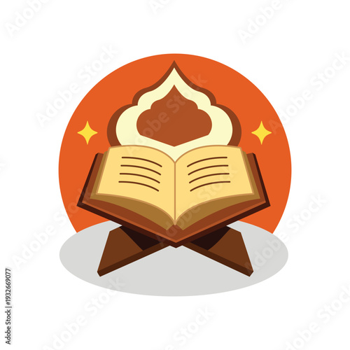 Quran with Islamic Ornament Background Illustration